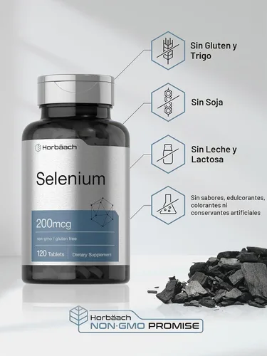 Vista 5 de Horbäach Suplemento de selenio para mujeres y hombres 200mcg 120