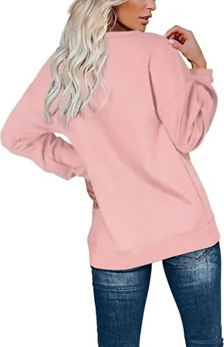 Vista 38 de KINGFEN Sudadera de manga larga con cremallera de un cuarto para mujer