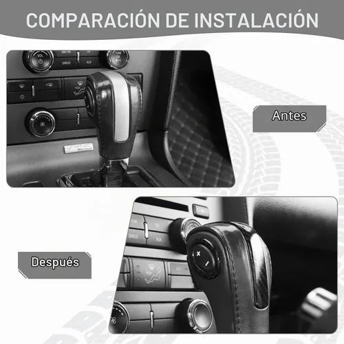 Vista 2 de Para Mustang Gear Shift Knob Trim Cover Compatible con Ford Mustang 2013 2014 Fibra de Carbono Interior Accesorios 2 unids
