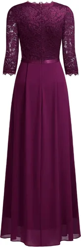 Vista 4 de MISSMAY - Vestido largo, de encaje floral, formal, para mujer, con mangas 23