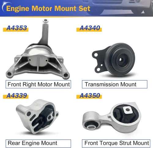 Vista 3 de Kit de soporte de motor de transmisión para motor de motor para 2007 2008 2009 2010 2011 2012 2013 2014 2015 2016 Nissan Altima 2.5L A4339 A4340