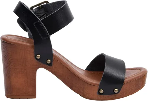 Vista 4 de Dunes Sydney - Sandalia de madera sintética para mujer, plantilla de espuma viscoelástica y tecnología LiteSole, Negro, 1