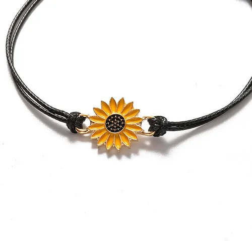 Vista 5 de Pulsera tobillera con diseño de girasol, pulsera ajustable de amistad con diseño de girasol, el mejor regalo para mejores amigos, pareja, familia