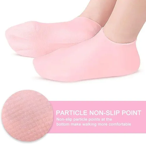 Vista 2 de 2 pares de calcetines hidratantes suaves de silicona, calcetines hidratantes para piel seca y dura agrietada, calcetines de gel de spa hidratantes