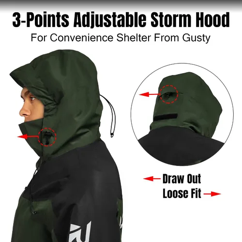 Vista 4 de Rodeel Chaqueta rompevientos ligera para hombre, resistente al agua, con capucha para exteriores