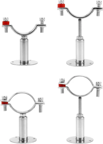 Vista 7 de QWORK Soporte de montaje en pared y techo de tubo de diámetro exterior ajustable de 2 pulgadas - Abrazadera de soporte inoxidable para varillas