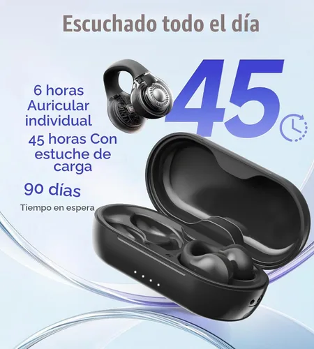 Vista 6 de King Lucky i21 Auriculares Inalámbricos Bluetooth de Oreja Abierta con Clip, con Micrófono, Cancelación de Ruido, Resistentes al Agua IPX4