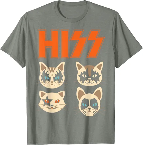 Vista 64 de Camiseta Hiss Funny Cats Kittens Rock Rockin, Negro