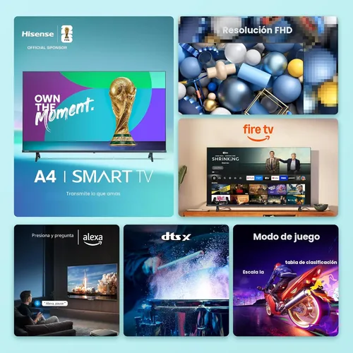 Vista 4 de Hisense - Smart Fire TV de 32 pulgadas Serie A4 FHD 1080p (32A4NF, Modelo 2025) - DTS Virtual: X, diseño de bisel delgado, Alexa integrado
