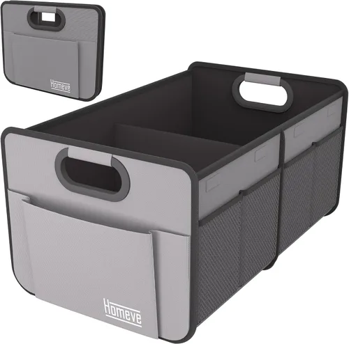 Vista 12 de Homeve Organizador de maletero de coche, organizador plegable de múltiples compartimentos, negro, 2 compartimentos, pequeño