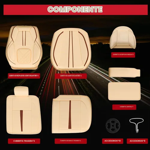 Vista 8 de ASLONG 5 piezas 2025 Fundas para asientos delanteros y traseros de auto, accesorios para interior de auto con cuero de napa impermeable para autos