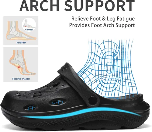 Vista 2 de Zuecos con soporte de arco para mujer y hombre, zapatos de jardín con plantilla acolchada, sandalias antideslizantes para la fascitis plantar