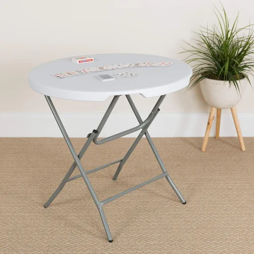 Vista 2 de Flash Furniture Kathryn - Mesa plegable redonda de plástico blanco granito de 2.63 pies