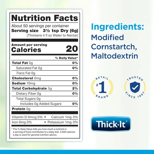 Vista 2 de Thick-It Bote espesante de bebidas de alimentos originales, 36 onzas Thickening powder for dysphagia; dissolves instantly in hot or cold food &