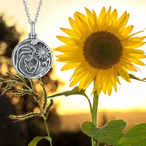 Vista 91 de Collar con colgante de urna de cenizas de cremación y árbol de la vida para mujer, plata de ley US1