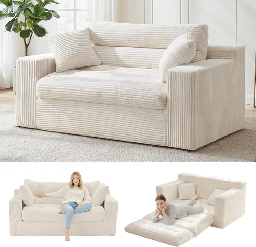 Vista 11 de Sofá cama convertible, sofá biplaza plegable con almohada, sofá cama plegable con soporte para la espalda, silla portátil, cómodo sofá de piso