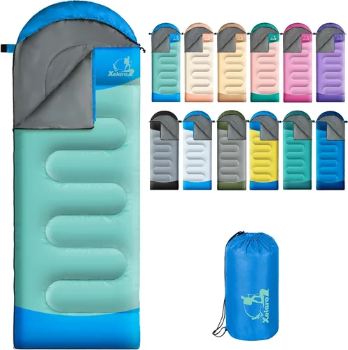 Vista 8 de Sacos de dormir para adultos y niños - 3 estaciones para clima frío y cálido, impermeables para acampar - Sacos de dormir ligeros para camping