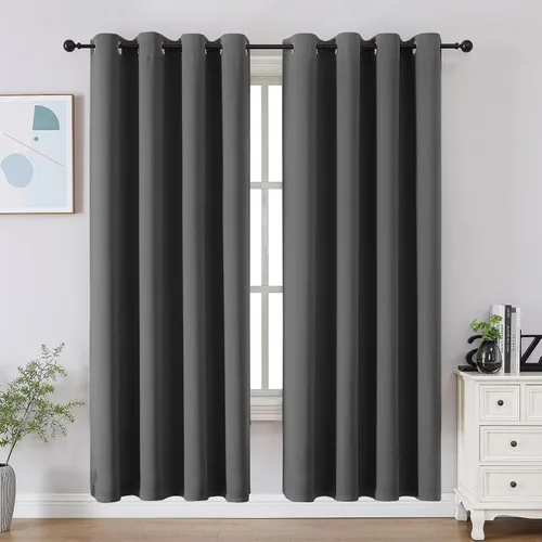 Vista 37 de Joydeco Cortinas opacas para dormitorio de 72 pulgadas de largo, 2 paneles de cortinas con aislamiento térmico para oscurecer la habitación