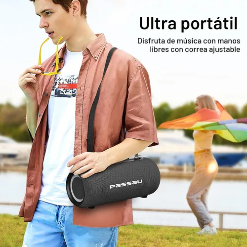 Vista 3 de Passau Altavoces Bluetooth portátiles con sonido estéreo de pico de 40 W, radiadores pasivos, graves profundos, reproducción durante todo el día