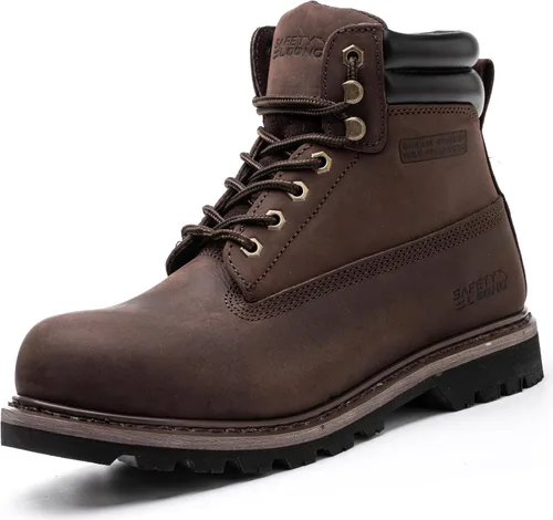 Vista 13 de Botas de trabajo para hombre, impermeables, con puntera suave, antideslizantes, cómodas, botas de trabajo de cuero