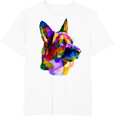 Vista 64 de Camiseta con retrato de pastor alemán para dueños de perros, Negro, S