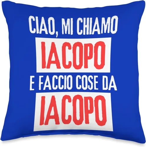 Vista 4 de Iacopo Idea Regalo Personalizzata con Nome Ciao Sono Faccio Cose Da Iacopo Personalizzato - Almohada personalizada, 18 x 18 pulgadas, multicolor