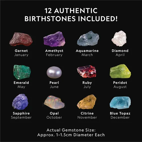 Vista 3 de Kit de excavación de piedras de nacimiento National Geographic - Kit de ciencia con 12 piedras de nacimiento genuinas, incluye un diamante real