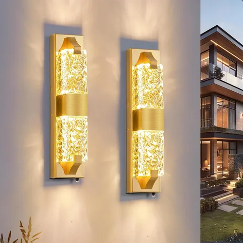 Vista 16 de Luz de pared inteligente para exteriores, RGB, App y Alexa, dorado