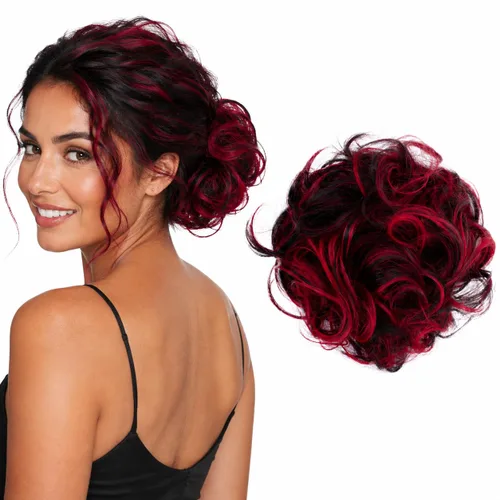 Vista 33 de CAISHA Postizo Grande Scrunchy Recogido Peinado Nupcial Rizado Moño Despeinado Marrón Chocolate Oscuro G2E