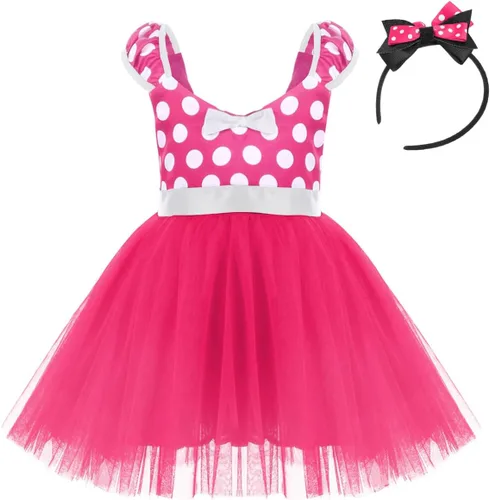 Vista 37 de IWEMEK - Maillot de ballet con diadema para niña con lunares, disfraz con diadema, leotardo