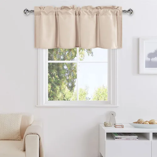 Vista 37 de DWCN Cortinas de Cenefa para Sala de Estar, Cocina, Baño/Sótano - Aqua Sólido, 1 Panel, 42 x 12 Pulgadas, Oscurecimiento de Habitación Solid Short