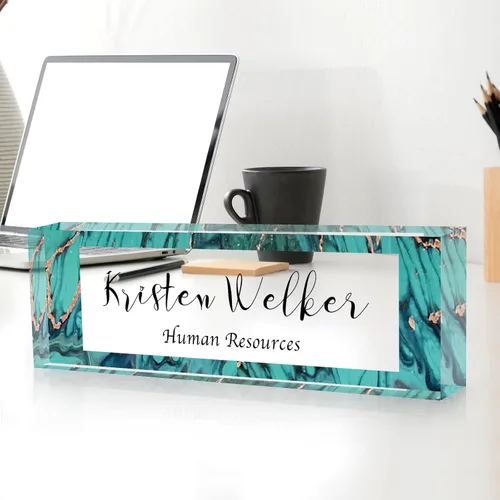 Vista 2 de Gowelly Placa de nombre personalizada para escritorio de oficina, placas de nombre personalizadas para escritorio, regalos personalizados