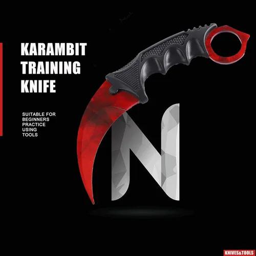 Vista 6 de TOPOINT - Paquete de 2 cuchillos Karambit sin filo de corte sin filo con funda para principiantes (negro y rojo)
