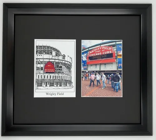Vista 2 de ¡Forma equipo con Wrigley Field! Imagen personalizada enmarcada y enmarañada. ¡Añade tu foto!