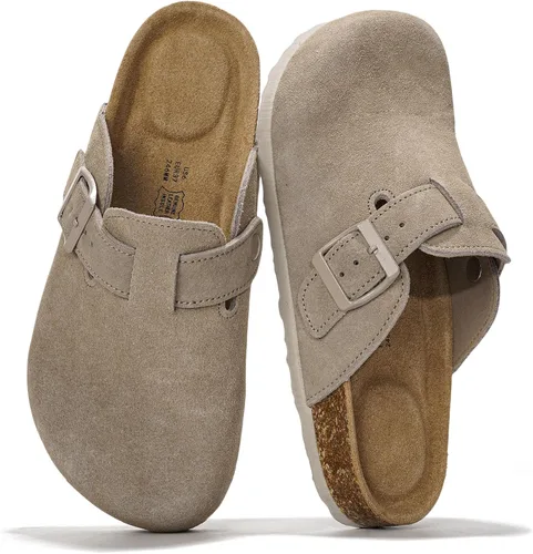 Vista 20 de Project Cloud Benton - Zuecos con plantilla de cuero genuino para mujer, pantuflas de espuma viscoelástica con soporte de arco, sandalias de moda