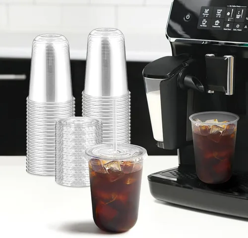Vista 8 de Paquete de 50 tazas de café de plástico de 16 onzas con tapas