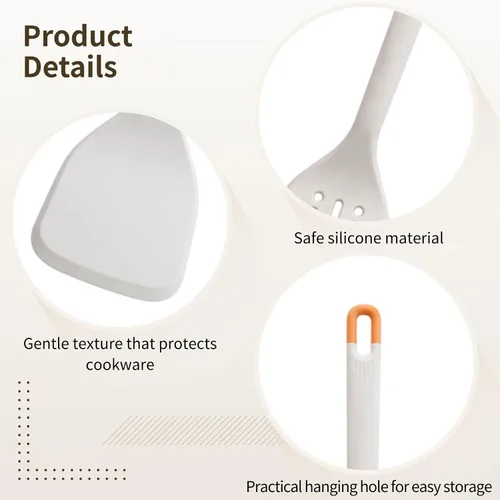 Vista 2 de Gray Silicone Cooking Utensils Set of 5, Heat Safe, Non-Stick, Bpa-Free, Kitchen Utensil Set, Ergonomic Grip