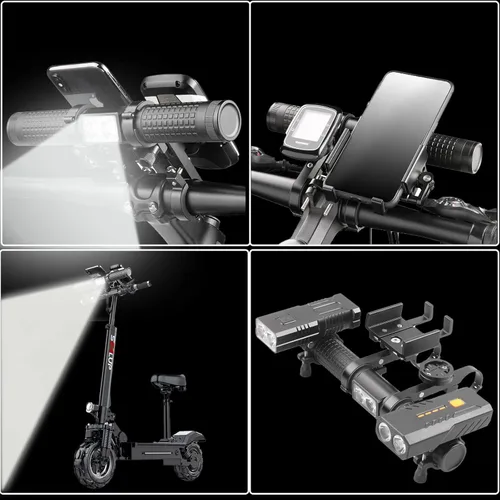 Vista 2 de Redcomets Luz de bicicleta de 10000 mAh, extensor de manillar de bicicleta, accesorios de scooter eléctrico, faros de bicicleta de aleación