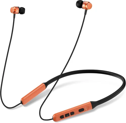 Vista 12 de Auriculares Bluetooth con banda para el cuello, auriculares inalámbricos Bluetooth 6.0 con micrófono, luz cómoda, graves profundos, tiempo de Negro