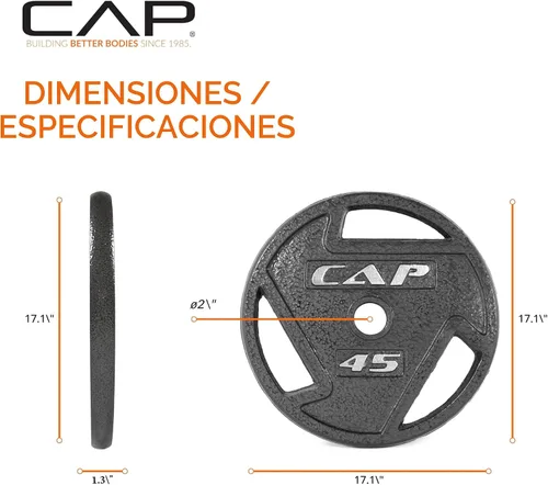 Vista 4 de CAP Barbell Placa de peso olímpica de 2 pulgadas Múltiples opciones
