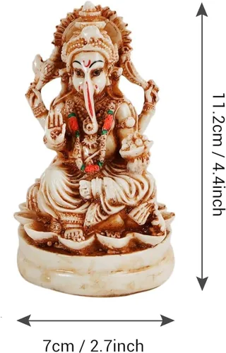 Vista 4 de TIED RIBBONS Ganesh Idol para el hogar de resina de 4.4 pulgadas Ganesh Murti para mandir del hogar, decoración de Pooja Ganpati Murti