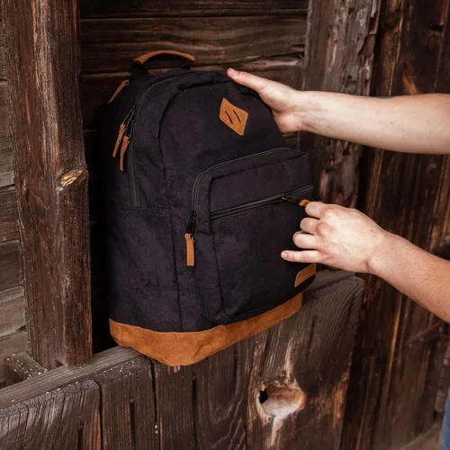 Vista 6 de Wrangler Yellowstone Mochila resistente al agua para viajes, mochila casual para portátil o cuaderno, negro cuerda, Mediana, Mochilas Daypack