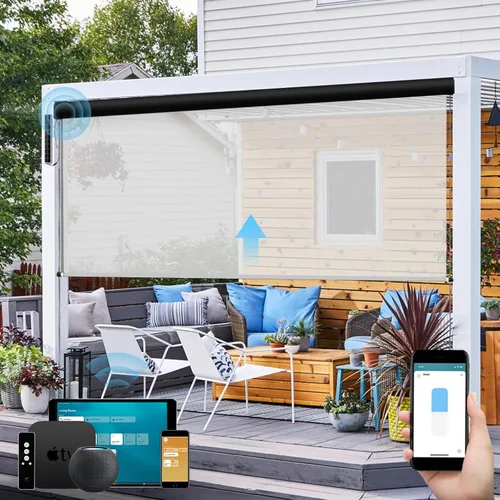 Vista 17 de SmartWings Persianas motorizadas para exteriores para patio, compatibles con materia, Homekit, Z-Wave, Alexa, Google, persianas enrollables