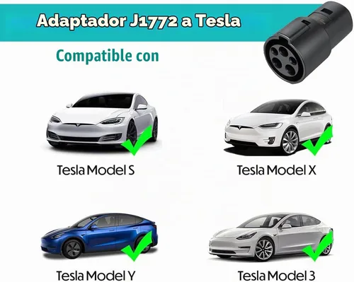 Vista 4 de Adaptador J1772 a Tesla para una fácil carga, 60A/240V CA, SAE J1772 Adaptador de cargador compatible con el modelo 3/Y/S/X, protector protector