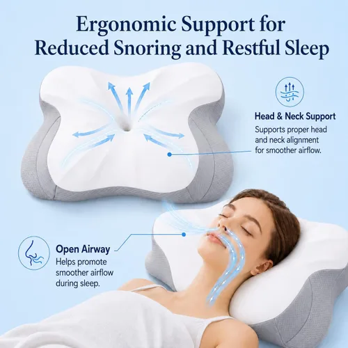 Vista 3 de Almohada cervical para el cuello para dormir, almohada ergonómica para dormir acogedora, almohada de espuma viscoelástica sin olor suave para dormir