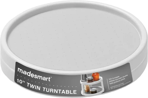 Vista 5 de madesmart Plataforma giratoria de dos niveles de 10 pulgadas, organizador giratorio escalonado para especias, organizador Lazy Susan, condimentos
