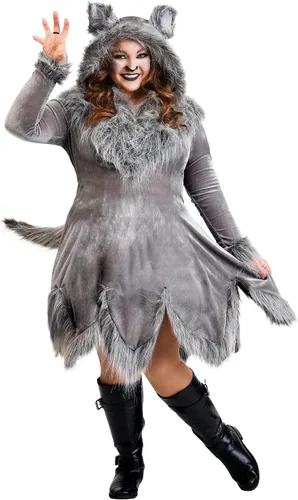 Vista 5 de Disfraz de lobo negro de talla grande para mujer