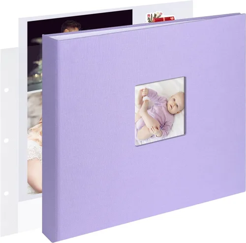 Vista 20 de 1DOT2 8x8 DIY pequeño álbum de recortes con 3 anillas, álbum de fotos con diario, con 30 fundas de plástico, 60 páginas y cubierta de tela