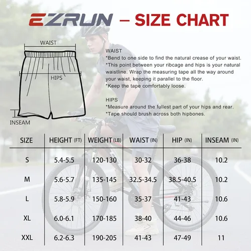 Vista 6 de EZRUN - Pantalones cortos de ciclismo de montaña acolchados 3D para hombre