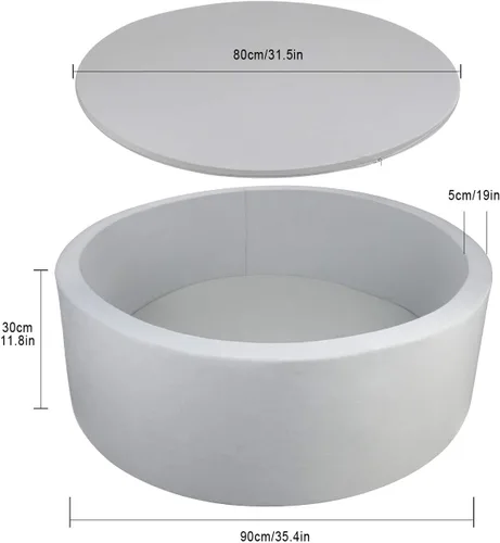 Vista 8 de TRENDBOX Piscina de pelotas de espuma para niños pequeños, 35x11 pulgadas, piscina de bolas suave para bebés con cubierta de terciopelo lavable